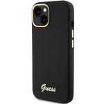 Carcasa Guess Silicone Script Metal Logo and Frame compatibila cu iPhone 15, Negru 3 - lerato.ro