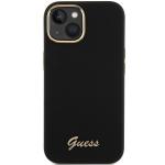 Carcasa Guess Silicone Script Metal Logo and Frame compatibila cu iPhone 15, Negru 2 - lerato.ro
