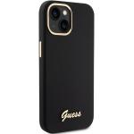 Carcasa Guess Silicone Script Metal Logo and Frame compatibila cu iPhone 15, Negru 5 - lerato.ro