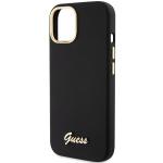Carcasa Guess Silicone Script Metal Logo and Frame compatibila cu iPhone 15, Negru 7 - lerato.ro