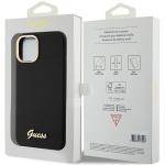 Carcasa Guess Silicone Script Metal Logo and Frame compatibila cu iPhone 15, Negru 9 - lerato.ro
