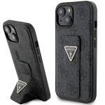 Carcasa Guess Grip Stand 4G Triangle Strass Logo compatibila cu iPhone 15, Negru 4 - lerato.ro