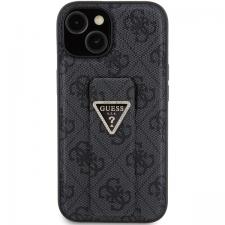 Carcasa Guess Grip Stand 4G Triangle Strass Logo compatibila cu iPhone 15, Negru