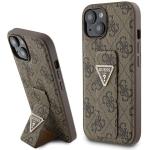 Carcasa Guess Grip Stand 4G Triangle Strass Logo compatibila cu iPhone 15, Maro 4 - lerato.ro