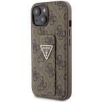 Carcasa Guess Grip Stand 4G Triangle Strass Logo compatibila cu iPhone 15, Maro 3 - lerato.ro