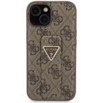 Carcasa Guess Grip Stand 4G Triangle Strass Logo compatibila cu iPhone 15, Maro 2 - lerato.ro