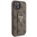 Carcasa Guess Grip Stand 4G Triangle Strass Logo compatibila cu iPhone 15, Maro 5 - lerato.ro