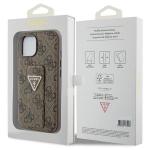 Carcasa Guess Grip Stand 4G Triangle Strass Logo compatibila cu iPhone 15, Maro 9 - lerato.ro