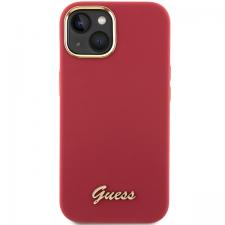 Carcasa Guess Silicone Script Metal Logo and Frame compatibila cu iPhone 15, Rosu
