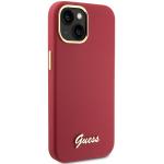 Carcasa Guess Silicone Script Metal Logo and Frame compatibila cu iPhone 15, Rosu 5 - lerato.ro