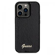 Carcasa Guess Sequin Script Metal compatibila cu iPhone 14 Pro Max, Negru