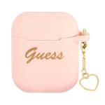 Carcasa Guess Silicone Charm Heart Collection compatibila cu Apple AirPods 1/2, Roz 2 - lerato.ro