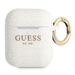Carcasa Guess Silicone Glitter compatibila cu Apple AirPods 1/2, Alb 2 - lerato.ro