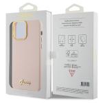 Carcasa Guess Silicone Script Metal Logo and Frame compatibila cu iPhone 15 Pro Max, Roz 9 - lerato.ro