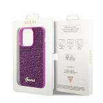 Carcasa Guess Disco Metal Script compatibila cu iPhone 14 Pro, Fucsia 9 - lerato.ro