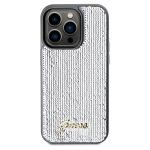 Carcasa Guess Sequin Script Metal compatibila cu iPhone 14 Pro, Silver 2 - lerato.ro