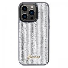 Carcasa Guess Sequin Script Metal compatibila cu iPhone 14 Pro, Silver