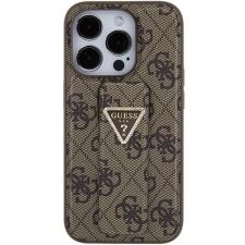 Carcasa Guess Grip Stand 4G Triangle Strass Logo compatibila cu iPhone 15 Pro, Maro