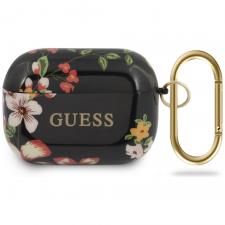 Accesorii AirPods Pro / Pro 2, Carcasa Guess N.4 Flower Collection compatibila cu Apple AirPods Pro, Negru, lerato.ro
