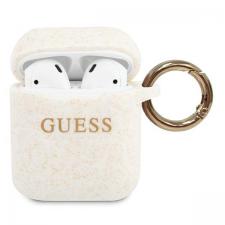 Carcasa Guess Silicone Glitter compatibila cu Apple AirPods 1/2, White