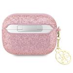 Carcasa Guess Glitter Flake 4G Charm compatibila cu Apple AirPods Pro 2, Roz 3 - lerato.ro