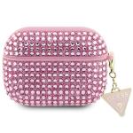 Carcasa Guess Rhinestone Triangle Charm compatibila cu Apple AirPods Pro 2, Roz 2 - lerato.ro
