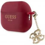 Carcasa Guess Liquid Silicone Glitter Triangle Charm compatibila cu Apple AirPods Pro 2, Magenta 5 - lerato.ro
