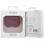 Carcasa Guess Liquid Silicone Glitter Triangle Charm compatibila cu Apple AirPods Pro 2, Magenta 6 - lerato.ro