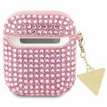 Carcasa Guess Rhinestone Triangle Charm compatibila cu Apple AirPods 1/2, Roz 3 - lerato.ro