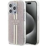 Carcasa Guess IML 4G Gold Stripe compatibila cu iPhone 15 Pro, Roz 4 - lerato.ro