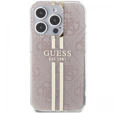 Carcasa Guess IML 4G Gold Stripe compatibila cu iPhone 15 Pro, Roz