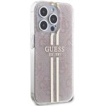 Carcasa Guess IML 4G Gold Stripe compatibila cu iPhone 15 Pro, Roz 5 - lerato.ro