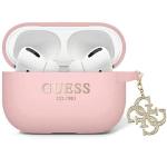 Carcasa Guess Liquid Silicone Glitter Triangle Charm compatibila cu Apple AirPods Pro 2, Roz 2 - lerato.ro