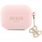 Carcasa Guess Liquid Silicone Glitter Triangle Charm compatibila cu Apple AirPods Pro 2, Roz 3 - lerato.ro