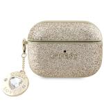 Carcasa Guess Fixed Glitter Heart Diamond Charm compatibila cu Apple AirPods Pro 2, Gold 2 - lerato.ro