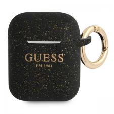 Carcasa Guess Silicone Glitter compatibila cu Apple AirPods 1/2, Negru