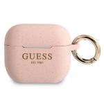 Carcasa Guess Silicone Glitter compatibila cu Apple AirPods 3, Roz 2 - lerato.ro