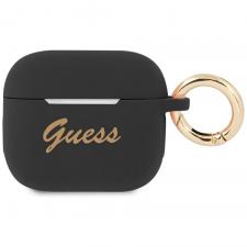 Carcasa Guess Silicone Vintage Script compatibila cu Apple AirPods 3, Negru