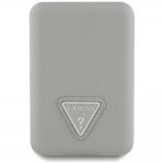 Baterie externa portabila Guess Grained Triangle compatibila cu MagSafe, 5000 mAh, PD 20W, Incarcare Wireless 15W, USB-C, Bej 2 - lerato.ro