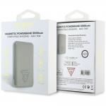 Baterie externa portabila Guess Grained Triangle compatibila cu MagSafe, 5000 mAh, PD 20W, Incarcare Wireless 15W, USB-C, Bej 6 - lerato.ro