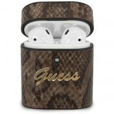 Carcasa Guess Python Collection compatibila cu Apple AirPods 1/2, Maro