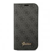 Carcasa flip cover Guess 4G Vintage Gold Logo compatibila cu iPhone 14, Black