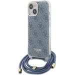Carcasa Guess Crossbody Cord 4G Print compatibila cu iPhone 15 / 14 / 13, Albastru 3 - lerato.ro