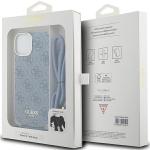 Carcasa Guess Crossbody Cord 4G Print compatibila cu iPhone 15 / 14 / 13, Albastru 8 - lerato.ro