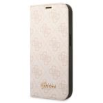 Carcasa flip cover Guess 4G Vintage Gold Logo compatibila cu iPhone 14, Roz 4 - lerato.ro