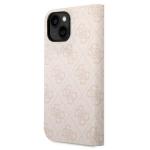 Carcasa flip cover Guess 4G Vintage Gold Logo compatibila cu iPhone 14, Roz 3 - lerato.ro
