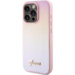 Carcasa Guess Saffiano Iridescent Script compatibila cu iPhone 15 Pro Max, Roz 3 - lerato.ro