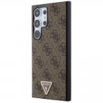 Carcasa Guess Grip Stand 4G Triangle Strass Logo compatibila cu Samsung Galaxy S24 Ultra, Maro 3 - lerato.ro