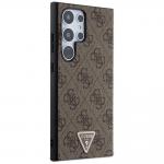 Carcasa Guess Grip Stand 4G Triangle Strass Logo compatibila cu Samsung Galaxy S24 Ultra, Maro 5 - lerato.ro
