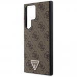 Carcasa Guess Grip Stand 4G Triangle Strass Logo compatibila cu Samsung Galaxy S24 Ultra, Maro 7 - lerato.ro